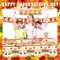 Thanksgiving Party Tableware Set - Plates, Tablecloth, Garland Banner, Cutlery - Serves 25 Guests